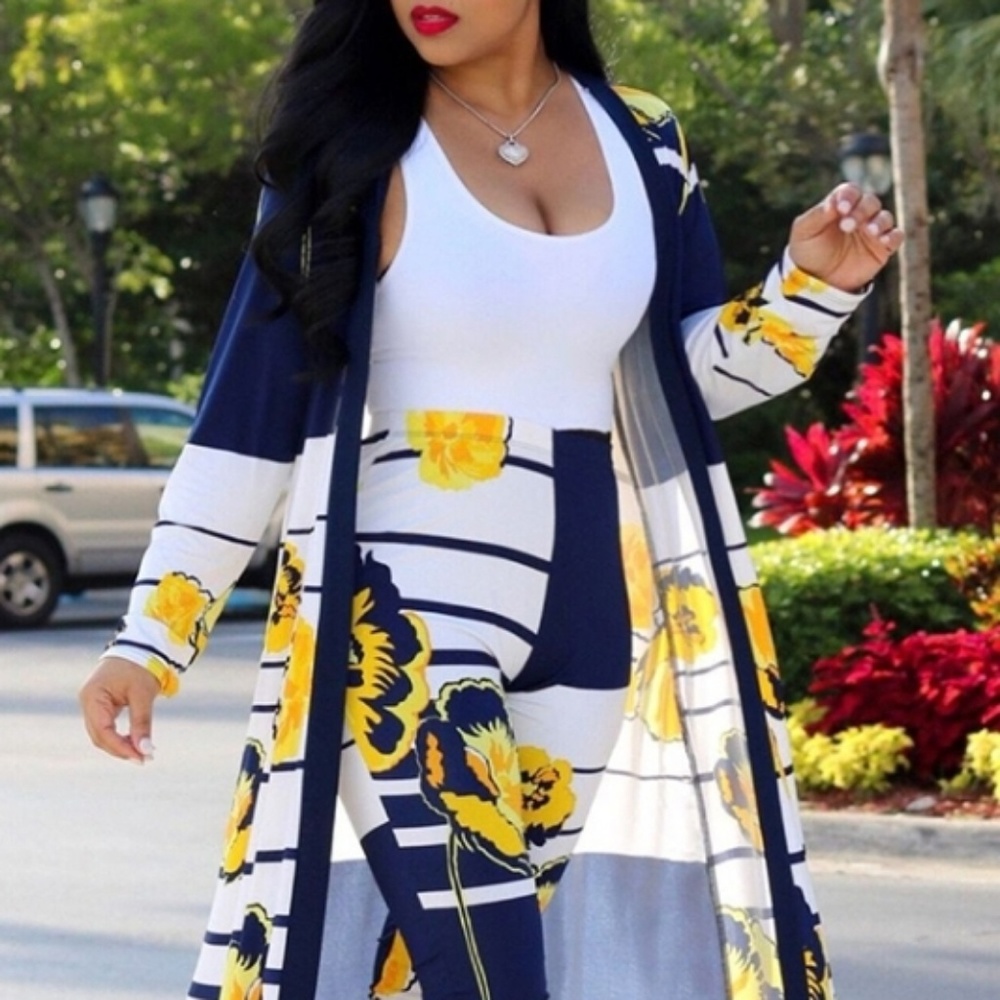 Lovely Leisure Stirped+Floral Printed Yellow